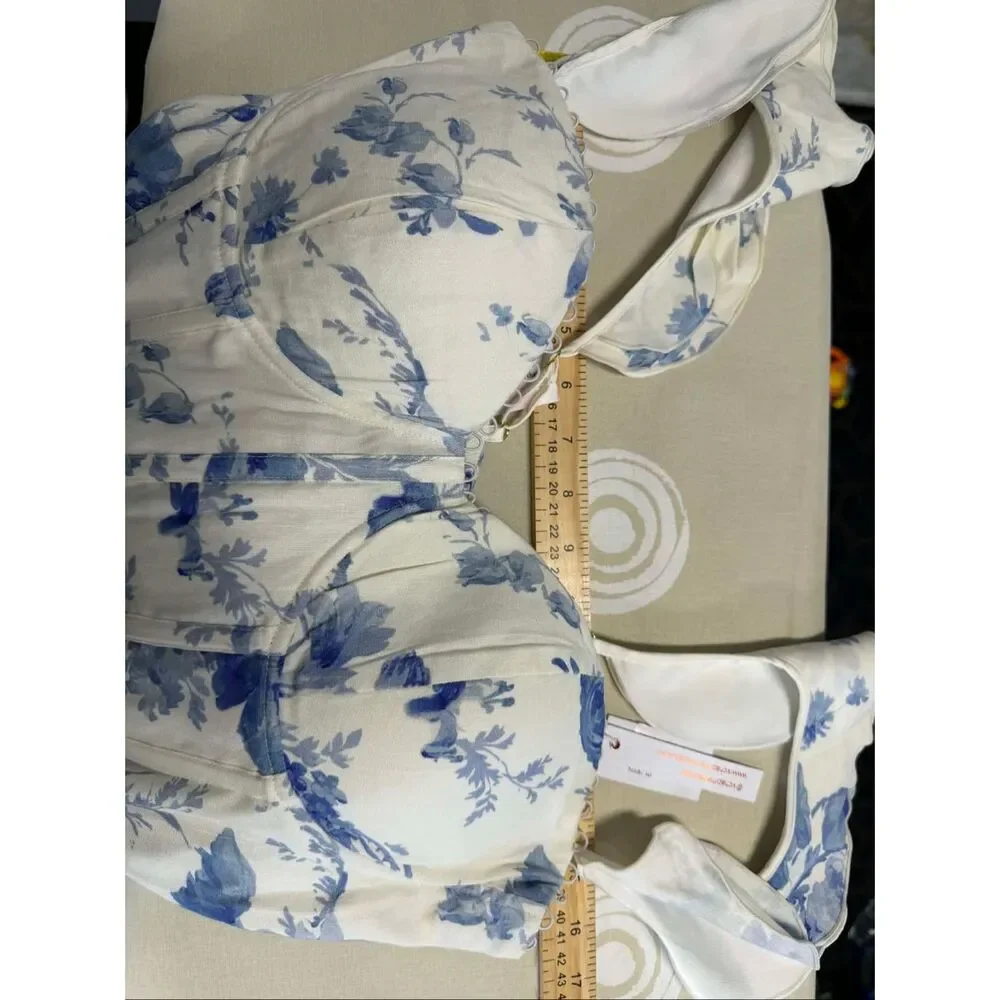 New Anthropologie V. Chapman Vera Ruffle-Strap Corset Side-Slit Midi Dress Size - Picture 8 of 13